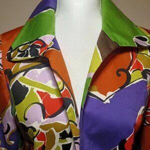 Vintage Dana Buchman Size6 Blazer Jacket Art-to-Wear Funky Pattern Lined Edgy